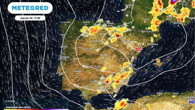 Meteored advierte de un episodio de tormentas fuertes por la llegada de una DANA